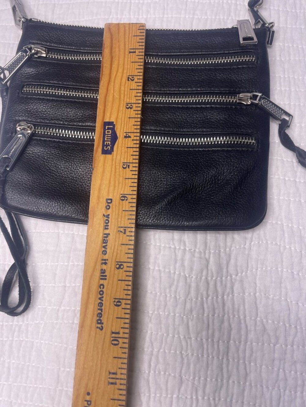 Rebecca Minkoff Black Triple Zip Leather Crossbody Bag Purse Fringe - Picture 9 of 10